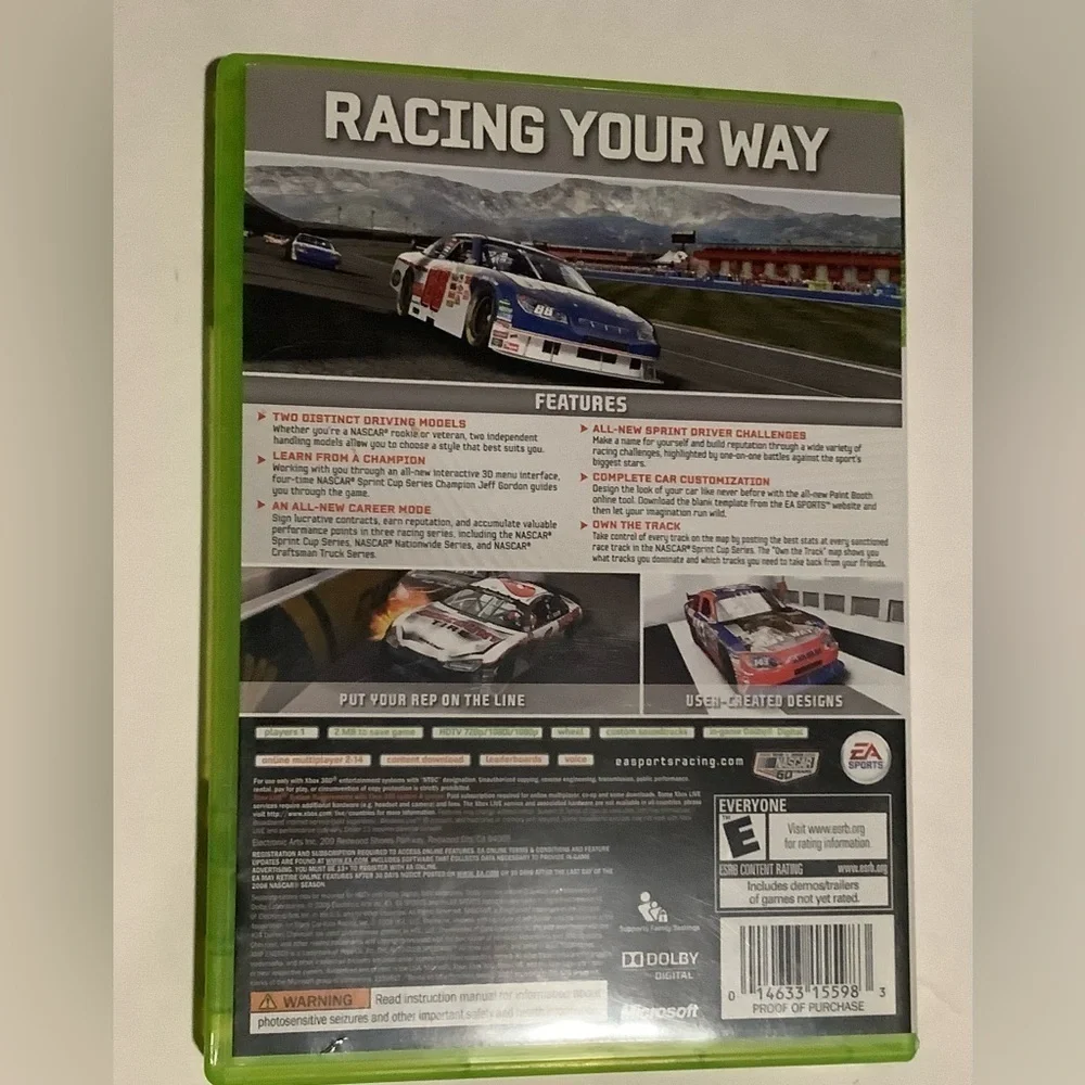 NASCAR 09 for Xbox 360 - Green Case